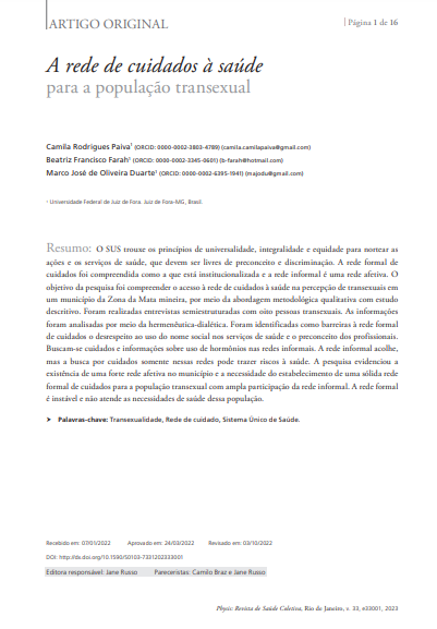 A rede de cuidados à saúde para a população transexua