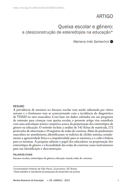 Queixa escolar e gênero: a (des)construção de estereótipos na educação