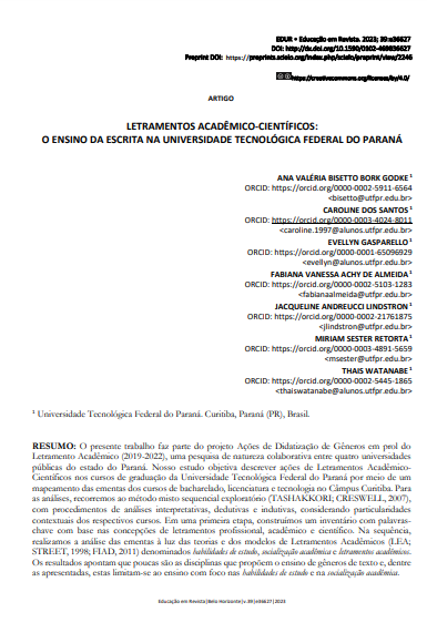 LETRAMENTOS ACADÊMICO-CIENTÍFICOS: O ENSINO DA ESCRITA NA UNIVERSIDADE TECNOLÓGICA FEDERAL DO PARANÁ