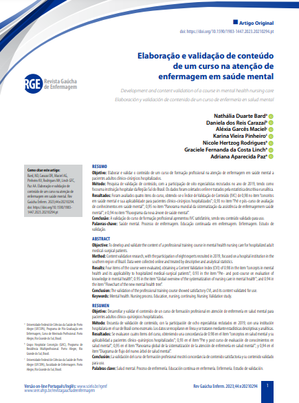 Development and content validation of a course in mental health nursing care