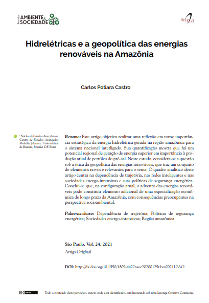 Hydropower and the geopolitics of renewable energies in the Amazon Basin