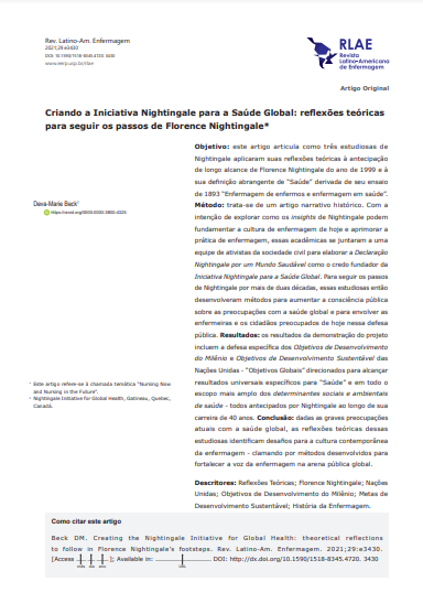 Creating the Nightingale Initiative for Global Health: theoretical reflections to follow in Florence Nightingale’s footsteps