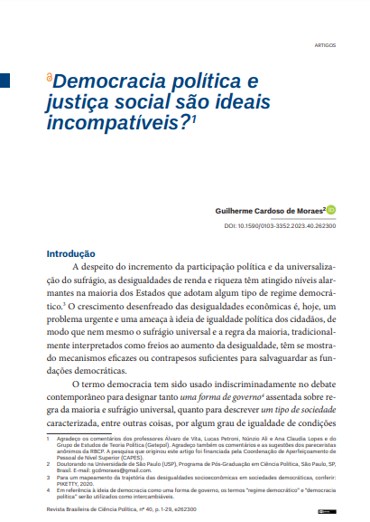 Democracia política e justiça social são ideais incompatíveis?