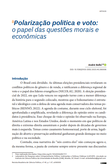 Polarização política e voto: o papel das questões morais e econômicas