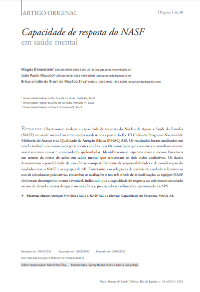 Capacidade de resposta do NASF em saúde mental