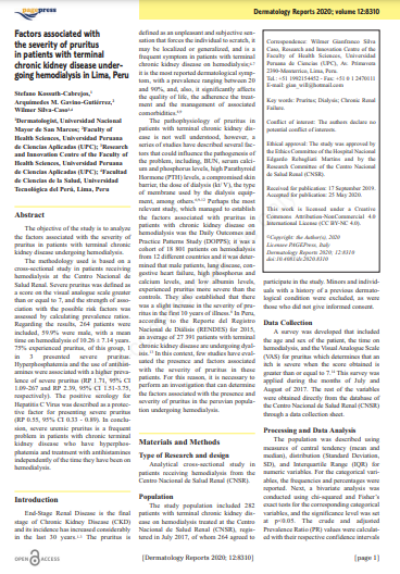 Factors associated with the severity of pruritus in patients with terminal chronic kidney disease undergoing hemodialysis in Lima, Peru