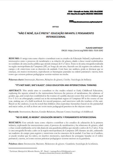 “NÃO É NENÊ, ELA É PRETA”: EDUCAÇÃO INFANTIL E PENSAMENTO INTERSECCIONAL
