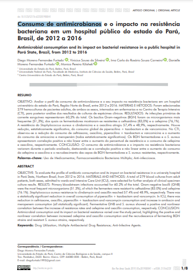 Consumo de antimicrobianos e o impacto na resistência bacteriana em um hospital público do estado do Pará, Brasil, de 2012 a 2016