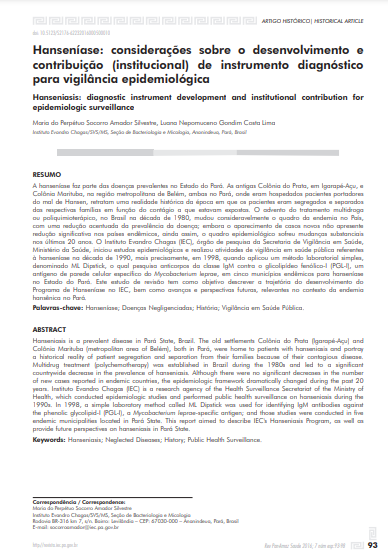 Hanseníase: considerações sobre o desenvolvimento e contribuição (institucional) de instrumento diagnóstico para vigilância epidemiológica