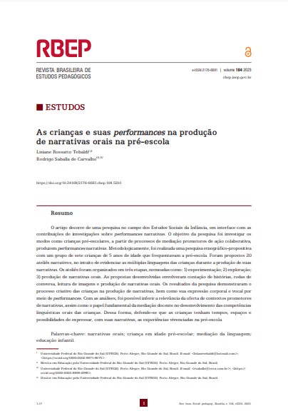 As crianças e suas performances na produção de narrativas orais na pré-escola