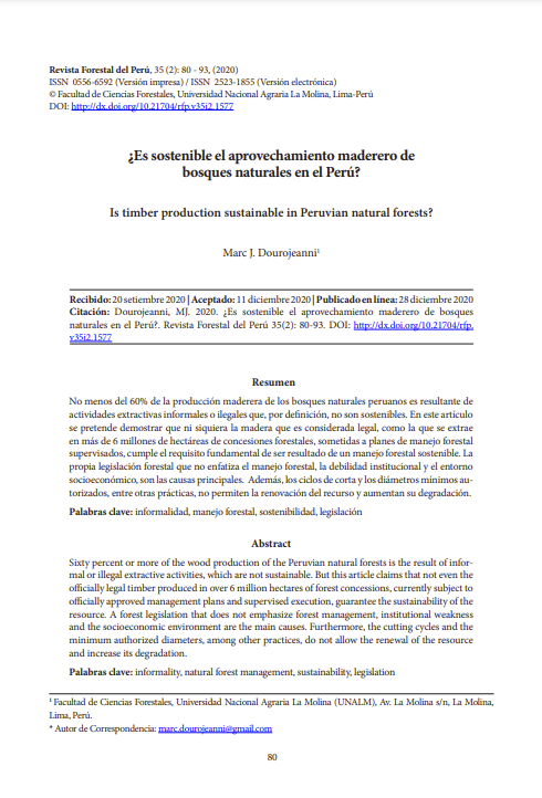 ¿Es sostenible el aprovechamiento maderero de bosques naturales en el Perú?