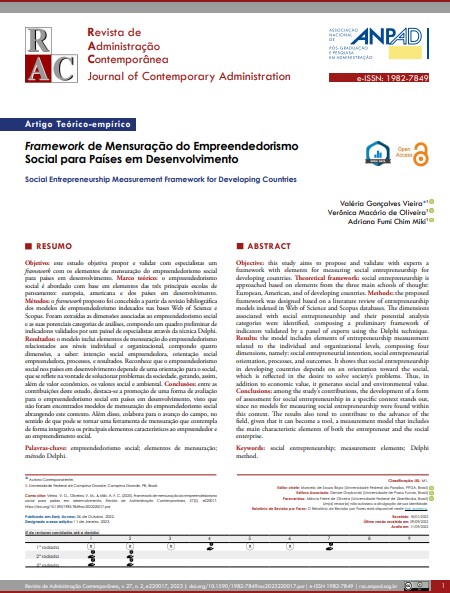Framework de Mensuração do Empreendedorismo Social para Países em Desenvolvimento