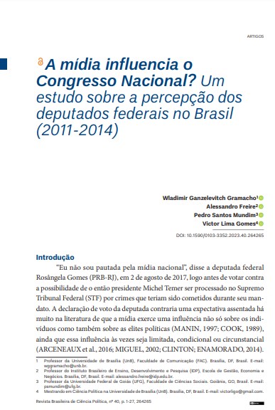 A mídia influencia o Congresso Nacional? Um estudo sobre a percepção dos deputados federais no Brasil (2011-2014)