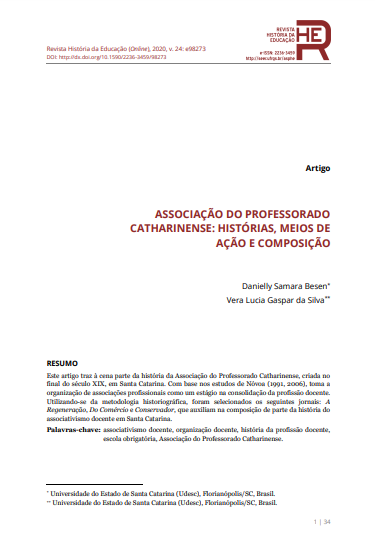 ASSOCIAÇÃO DO PROFESSORADO CATHARINENSE: HISTÓRIAS, MEIOS DE AÇÃO E COMPOSIÇÃO