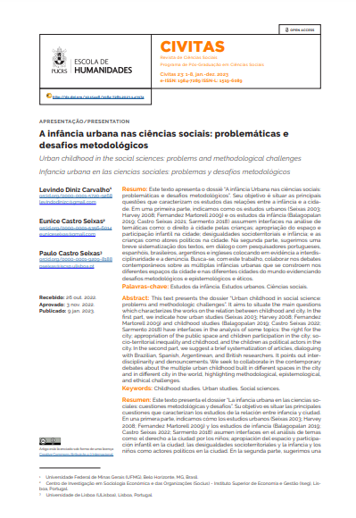 A infância urbana nas ciências sociais: problemáticas e desafios metodológicos