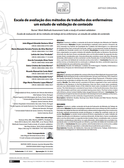 Nurses’ Work Methods Assessment Scale: a study of content validation