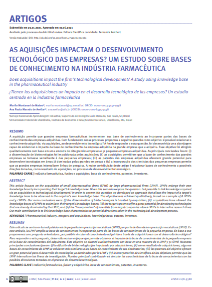 DOES ACQUISITIONS IMPACT THE FIRM’S TECHNOLOGICAL DEVELOPMENT? A STUDY USING KNOWLEDGE BASE IN THE PHARMACEUTICAL INDUSTRY
