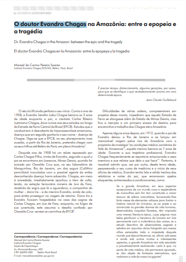 O doutor Evandro Chagas na Amazônia: entre a epopeia e a tragédia