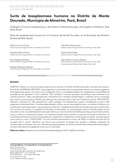 Surto de toxoplasmose humana no Distrito de Monte Dourado, Município de Almeirim, Pará, Brasil