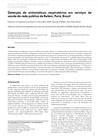 Detecção de sintomáticos respiratórios em serviços de saúde da rede pública de Belém, Pará, Brasil