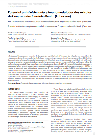 Potencial anti-Leishmania e imunomodulador dos extratos de Campsiandra laurifolia Benth. (Fabaceae)