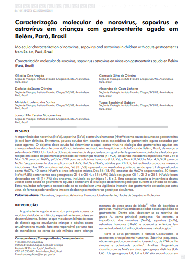 Caracterização molecular de norovírus, sapovírus e astrovírus em crianças com gastroenterite aguda em Belém, Pará, Brasil
