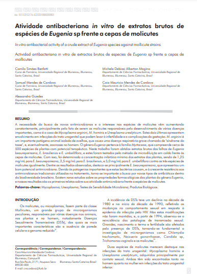 Atividade antibacteriana in vitro de extratos brutos de espécies de Eugenia