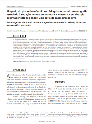 Serratus plane block with sedation for patients submitted to axillary dissection: a prospective case series