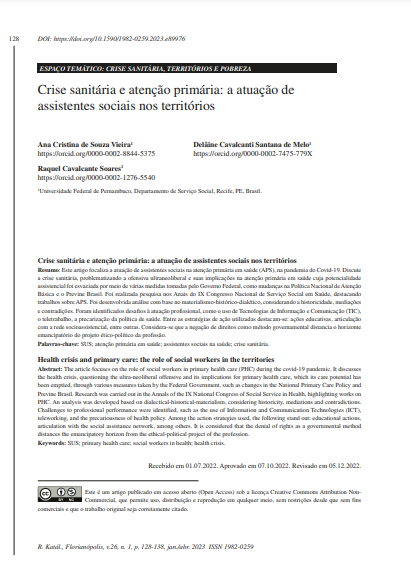 Crise sanitária e atenção primária: a atuação de assistentes sociais nos territórios