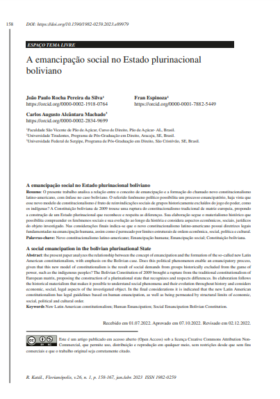 A emancipação social no Estado plurinacional boliviano