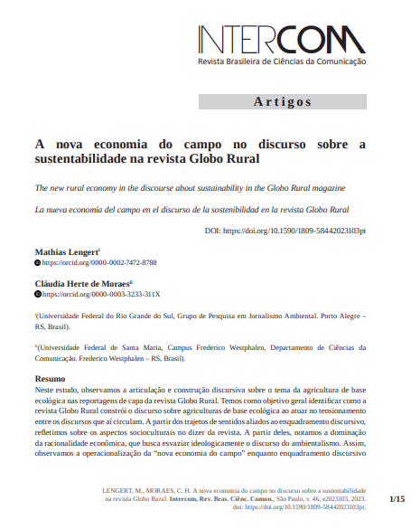 A nova economia do campo no discurso sobre a sustentabilidade na revista Globo Rural