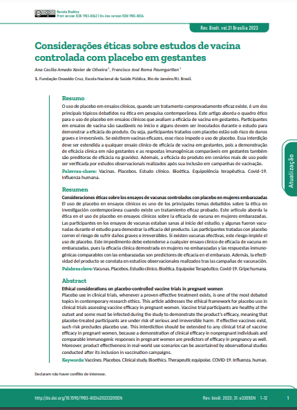 Ethical considerations on placebo-controlled vaccine trials in pregnant women