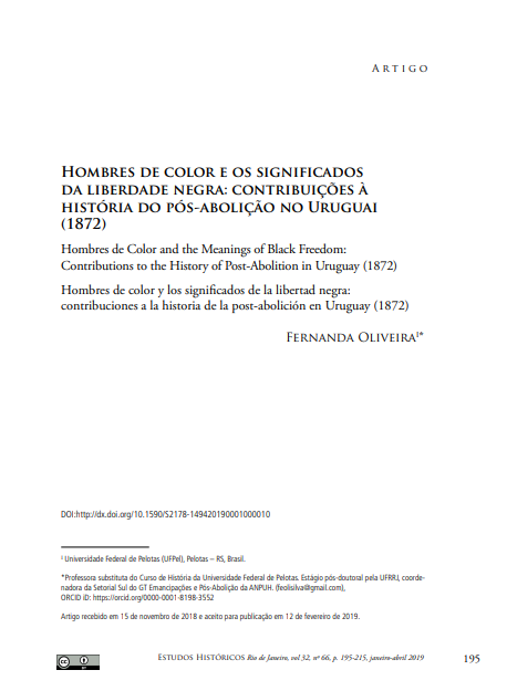 HOMBRES DE COLOR E OS SIGNIFICADOS DA LIBERDADE NEGRA: CONTRIBUIÇÕES À HISTÓRIA DO PÓS-ABOLIÇÃO NO URUGUAI (1872)