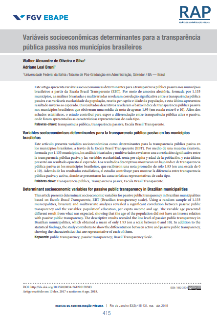 Variáveis socioeconômicas determinantes para a transparência pública passiva nos municípios brasileiros