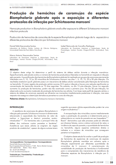 Produção de hemócitos de caramujos da espécie Biomphalaria glabrata após a exposição a diferentes protocolos de infecção por Schistosoma mansoni