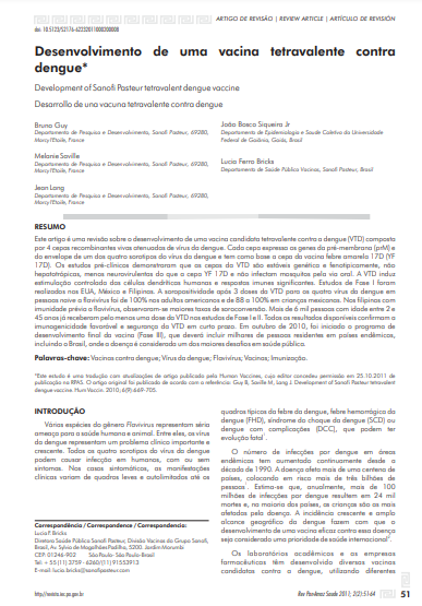 Desenvolvimento de uma vacina tetravalente contra dengue
