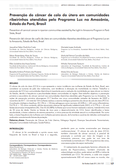 Prevenção do câncer de colo do útero em comunidades ribeirinhas atendidas pelo Programa Luz na Amazônia, Estado do Pará, Brasil