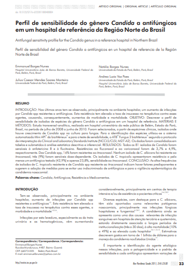 Perfil de sensibilidade do gênero Candida a antifúngicos em um hospital de referência da Região Norte do Brasil
