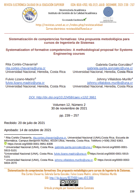 Sistematización de competencias formativas: Una propuesta metodológica para cursos de Ingeniería de Sistemas.