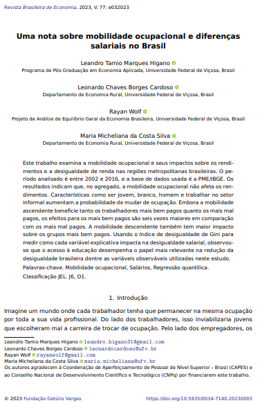 Uma nota sobre mobilidade ocupacional e diferenças salariais no Brasil