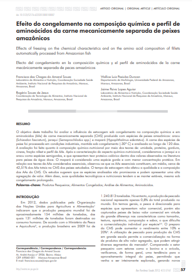 Efeito do congelamento na composição química e perfil de aminoácidos da carne mecanicamente separada de peixes amazônicos