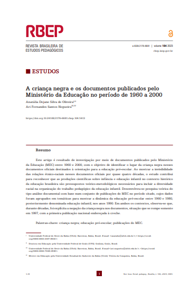 A criança negra e os documentos publicados pelo Ministério da Educação no período de 1960 a 2000