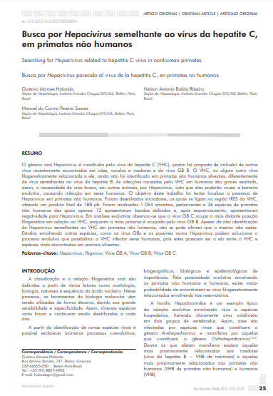 Busca por Hepacivirus semelhante ao vírus da hepatite C, em primatas não humanos