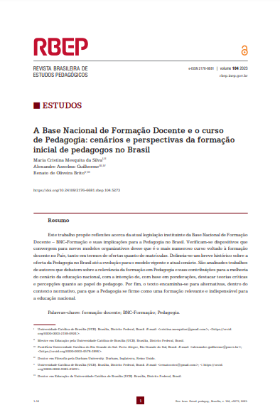 A Base Nacional de Formação Docente e o curso de Pedagogia: cenários e perspectivas da formação inicial de pedagogos no Brasil