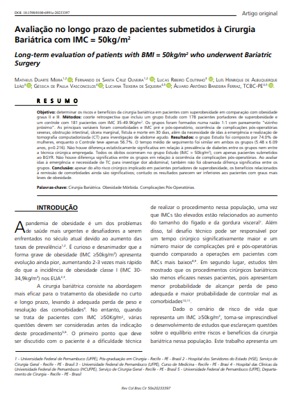 Long-term evaluation of patients with BMI = 50kg/m2 who underwent Bariatric Surgery