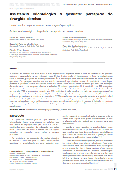 Assistência odontológica à gestante: percepção do cirurgião-dentista