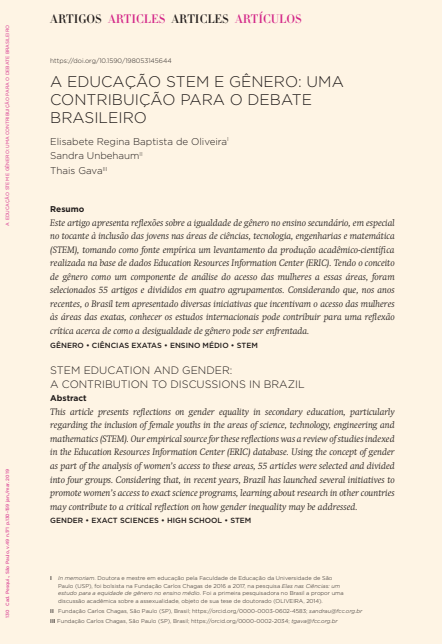 STEM EDUCATION AND GENDER: A CONTRIBUTION TO DISCUSSIONS IN BRAZIL