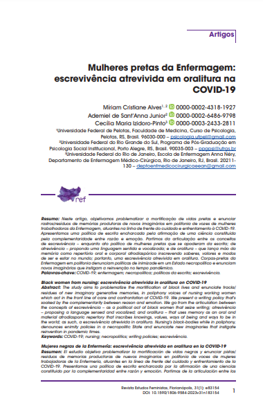 Mulheres pretas da Enfermagem: escrevivência atrevivida em oralitura na COVID-19