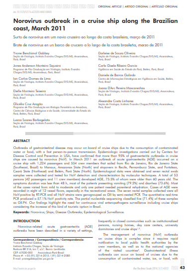 Surto de norovírus em um navio cruzeiro ao longo da costa brasileira, março de 2011