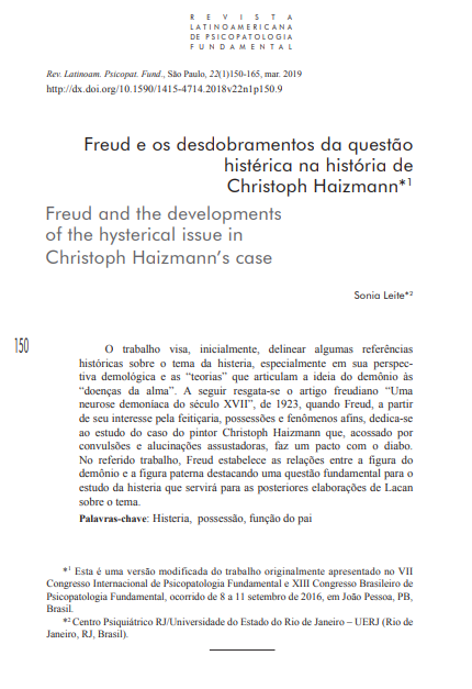 Freud e os desdobramentos da questão histérica na história de Christoph Haizmann